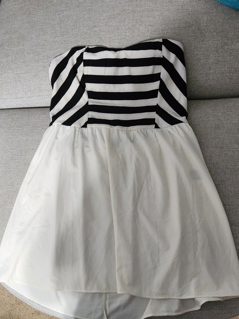 Girls Black & White Strapless Dress